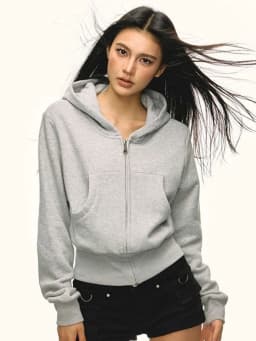 Zoki Vintage Y2K Gray Hoodies Women Streetwear Casual Long Sleeve Sweatshirts Spring Retro American Pockets Female Tops Outwear