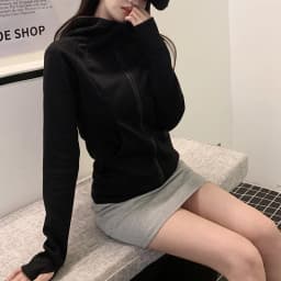 Casual Solid Zipped Hooded Sweatshirts Women Korean Style Slim Fit Sports Hoodie with Pocket Woman Spring Long Sleeve Outerwear