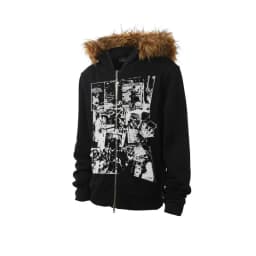 Streetwear Vintage Harajuku Gothic Print Hooded Sweatshirt Coat Aesthetic Slim Jacket Y2k Fur Patchwork Grunge Hoodies Women
