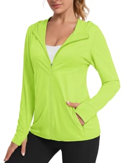 TACVASEN Summer Sun Protection Hoodies Womens Long Sleeve Casual Shirts UPF 50+ Sun Block Full Zip T-shirts With Zipper Pockets