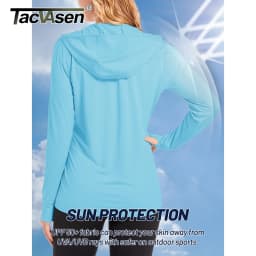 TACVASEN Summer Sun Protection Hoodies Womens Long Sleeve Casual Shirts UPF 50+ Sun Block Full Zip T-shirts With Zipper Pockets