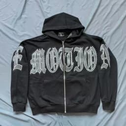 Mixed Emotion Zipper Hoodie Thin 100% Cotton Diamond Pattern Casual Streetwear Sweatshirt Mixed Emotion Jacket Pants