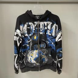 Mixed Emotion Zipper Hoodie Thin 100% Cotton Diamond Pattern Casual Streetwear Sweatshirt Mixed Emotion Jacket Pants