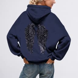 2026 Glitter Angel Wings Hoodie Women's Street Loose Long Sleeve White Pullover Fashionable 2000 Harajuku Casual Sweatshirt