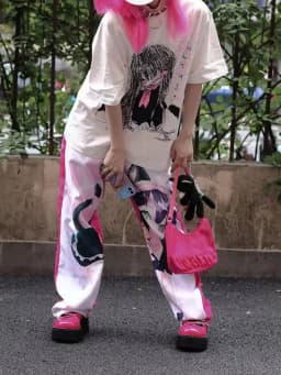 Japanese Hoodie Women Vintage Cartoon Print Cool Sudaderas Mujer O-neck Sweatshirt Harajuku Streetwear Pullover Moletom Feminino