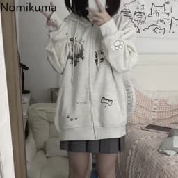 Zip Up Hoodie Jackets Japanese Sweatshirts Preppy Style 2025 Ropa Mujer Hooded Cartoon Zipper Casual Fashion Hoodies Y2k Tops