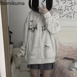 Zip Up Hoodie Jackets Japanese Sweatshirts Preppy Style 2025 Ropa Mujer Hooded Cartoon Zipper Casual Fashion Hoodies Y2k Tops