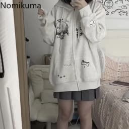 Zip Up Hoodie Jackets Japanese Sweatshirts Preppy Style 2025 Ropa Mujer Hooded Cartoon Zipper Casual Fashion Hoodies Y2k Tops