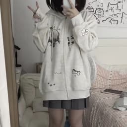 Zip Up Hoodie Jackets Japanese Sweatshirts Preppy Style 2025 Ropa Mujer Hooded Cartoon Zipper Casual Fashion Hoodies Y2k Tops