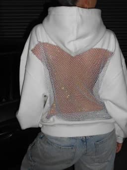 American Sexy Hot Sweetheart Hoodie with Open Back Y2K Clothes Womens Fashion Transparent Mesh Hoodie Pullover Jacket