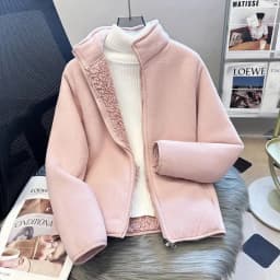2026 Fashion Polar Fleece Sweatshirt Women's Stand-up Collar Short Coat Autumn Winter Zipper-up Thicken Jacket Lady Warm Tops