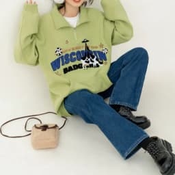 Avocado Green Cute Cow Embroidery POLO Shirt Sweatshirt Half Zipper Loose Casual Students Girls Pullover Kawaii Clothes Harajuku