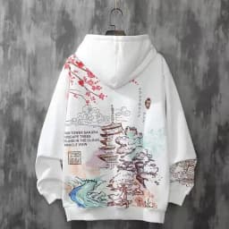 Japanese Retro Sakura Hoodie Y2K Clothes Mens Womens Hip Hop Urban Retro Graphic Oversized Hoodie Sweatshirt Casual Jacket