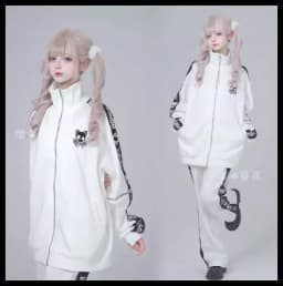 Japanese Style Halloween Gothic Clothes Anime Subculture Sweatshirt Coat Women Girls Punk College Style Black Hoodies Jacket