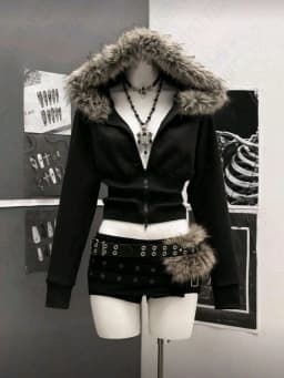 Plush Fashion Vintage Korean Coat Y2K Women Hooded Slim Clothing Aesthetic Classic Chic Surcoat Classic Long Sleeve Zip Hoodies