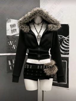 Plush Fashion Vintage Korean Coat Y2K Women Hooded Slim Clothing Aesthetic Classic Chic Surcoat Classic Long Sleeve Zip Hoodies