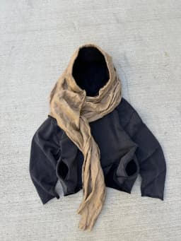 2026 New Personalized Niche Ins Style Scarf Splicing Hooded Sweater Unisex Street Fashion Retro Old Sweater
