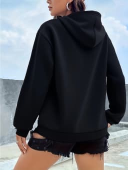 Women's Autumn and Winter Loose Casual Comfortable Letter Printed Thick Long-Sleeved Round Neck Hoodie Pullover