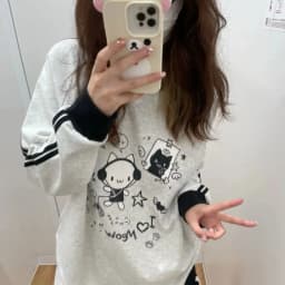 Contrast Color Stripe Long Sleeve Sweatshirt Autumn Japanese Autumn Winter Cartoon Subculture Sports Pullover  Y2k Aesthetic Top