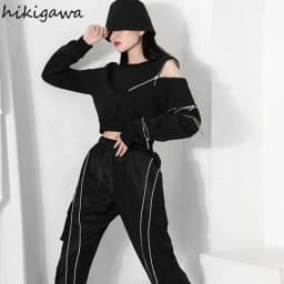 2025 Ropa Mujer Cropped Tops Fashion Hoodies Women O-neck Long Sleeve Zipper Pullovers Chic Hollow Out Sexy Korean Sweatshirt