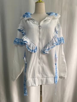 Japanese Sweet Hoodies Cat's Ears Plaid Ruffles Thicken + Leg Warmers Sweatshirts Coats Y2k Aesthetics Punk Women's Clothing