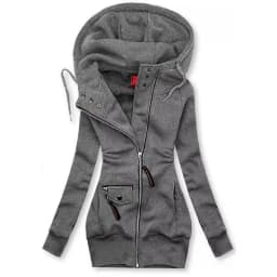 Slimming Printed Hoodie Women's Drawstring Long Sleeve Thickened Polyester Fiber Commute Style Cardigan Sweater