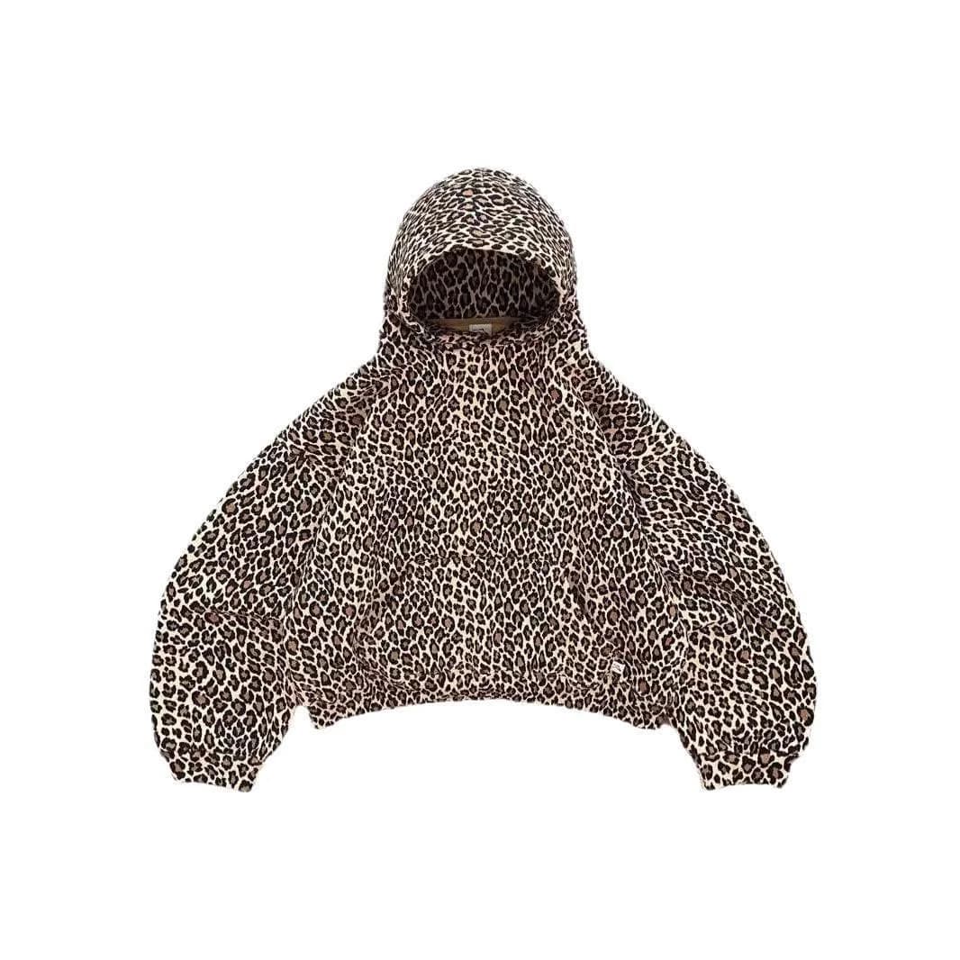 Loose Women Men Coat Street y2k retro leopard print hooded sweatshirt autumn winter Harajuku style hip-hop zipper pullover