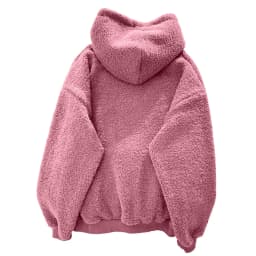Fluffy Hoodie Top Women Casual Hooded Pullovers V Neck Fleece Sweatshirt Loose Warm Autumn Winter Pullover Top Ropa De Mujer