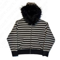 American retro vintage workwear style letter fur collar Gothic punk cardigan hoodie autumn and winter zipper cardigan jacket emo