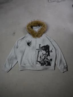 Y2K Retro Womens Gothic Fur Zip Up Hoodie Coats Y2k Vintage Cartoon Print Loose Hoodies Autumn Warm Jacket Men Casual Sweatshirt