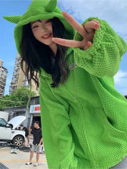 E-girl Fashion Kawaii Devil Horns Zip-up Hoodies Women Gothic Sweatshirt Casual Y2k Tops Outwear Harajuku Grunge Streetwear Coat