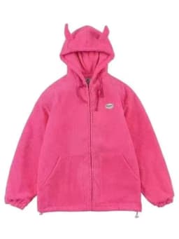 E-girl Fashion Kawaii Devil Horns Zip-up Hoodies Women Gothic Sweatshirt Casual Y2k Tops Outwear Harajuku Grunge Streetwear Coat