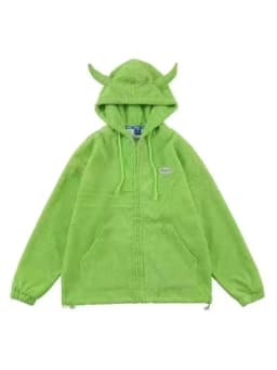 E-girl Fashion Kawaii Devil Horns Zip-up Hoodies Women Gothic Sweatshirt Casual Y2k Tops Outwear Harajuku Grunge Streetwear Coat