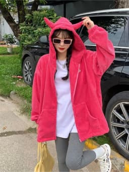 E-girl Fashion Kawaii Devil Horns Zip-up Hoodies Women Gothic Sweatshirt Casual Y2k Tops Outwear Harajuku Grunge Streetwear Coat
