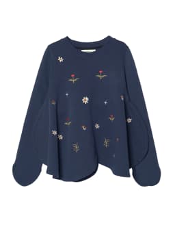 imakokoni Floral Embroidered Petal Hem Loose Sweatshirt Tops Women's Hoodies & Sweatshirts Casual Female Clothing for Women