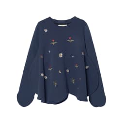 imakokoni Floral Embroidered Petal Hem Loose Sweatshirt Tops Women's Hoodies & Sweatshirts Casual Female Clothing for Women