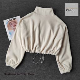 Korean sports coat lambswool collar loose drawstring zipper sweater women autumn and winter fashion hot girl warm yoga clothes