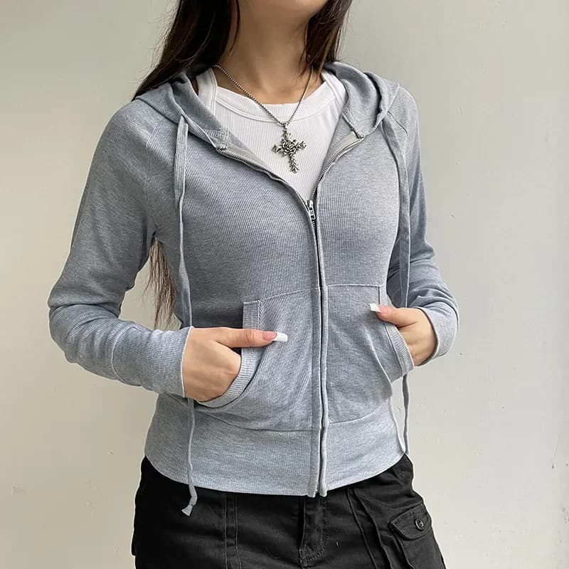 Casual Streetwear Basic Hooded Pockets Sweatshirt Tracksuit Solid Long Sleeve Hoodies Women 2026 Autumn Spring Fashion