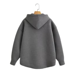 DUOPERI Women Fashion Solid Front Zipper Hooded Sweatshirt Casual Long Sleeves Jackets Female Chic Lady Outfits