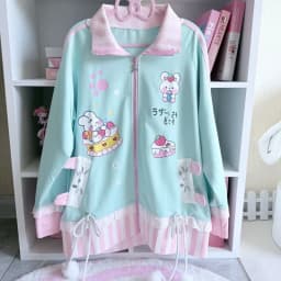 Casual Kawaii Japanese Striped Lace Loose Cardigan Y2k Preppy All Match Long Sweet Pant Harajuku Punk Print 2 Piece Sets