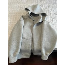 Women's Grey Hooded Coat Solid Long Sleeve Loose Zipper Jacket Sports Style Female Autumn Fashion Oversize Outerwears