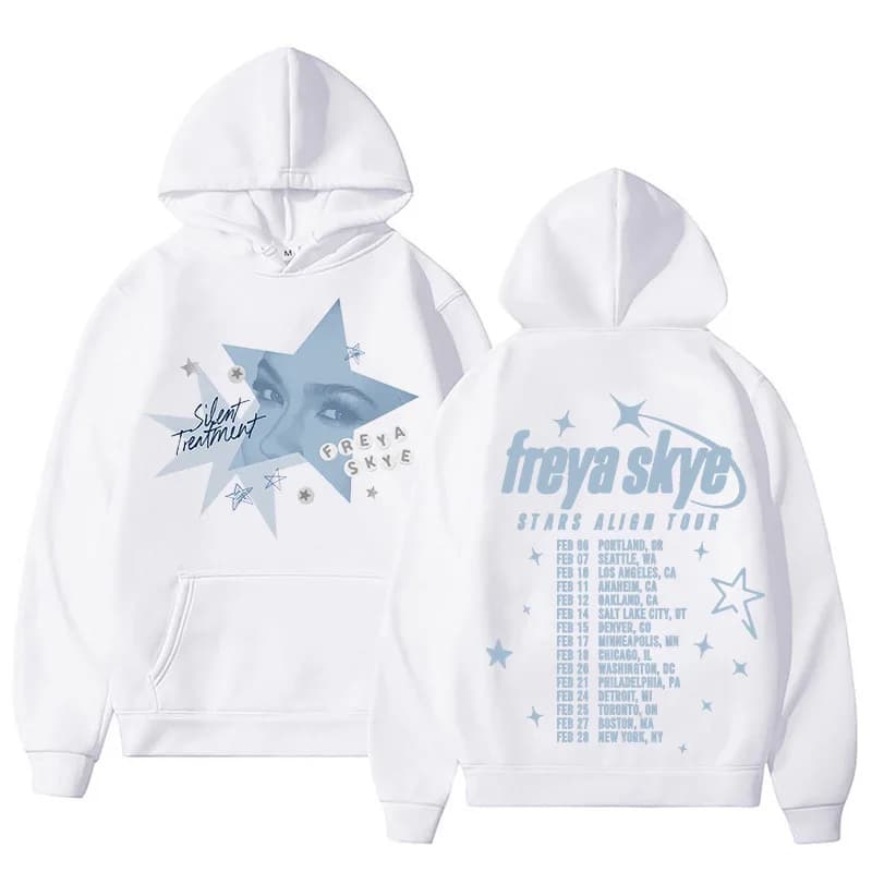 Silent Treatment Hoodie Freya Skye Stars Align Tour 2026 Men/women Clothing Harajuku Fleece Long Sleeve Printing Hoodies Vintage