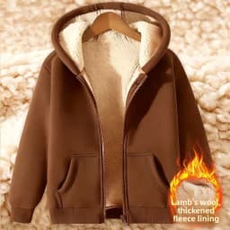 Ladies Large Size American Style Lamb Velvet Hoodie Zipper Cardigan Outerwear Autumn Winter Thickened Long Sleeve Casual Wear