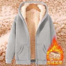 Ladies Large Size American Style Lamb Velvet Hoodie Zipper Cardigan Outerwear Autumn Winter Thickened Long Sleeve Casual Wear