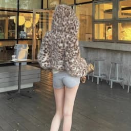Autumn Winter Leopard Faux Fur Hooded Jacket Women Casual Loose Thick Warm Short Coat Femael Y2k Vintage Fashion Overcoat New