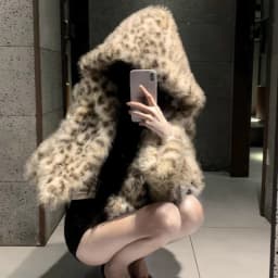 Autumn Winter Leopard Faux Fur Hooded Jacket Women Casual Loose Thick Warm Short Coat Femael Y2k Vintage Fashion Overcoat New
