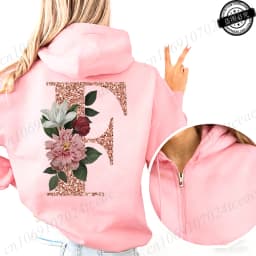 Women Zip Up Hoodies Rose Gold Letter A~Z Zipper Jackets Coats Autumn Winter Hoody Sweatshirt Fashion Casual Zip Pink Hoodie Top