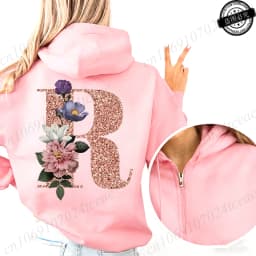 Women Zip Up Hoodies Rose Gold Letter A~Z Zipper Jackets Coats Autumn Winter Hoody Sweatshirt Fashion Casual Zip Pink Hoodie Top