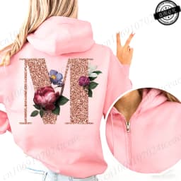 Women Zip Up Hoodies Rose Gold Letter A~Z Zipper Jackets Coats Autumn Winter Hoody Sweatshirt Fashion Casual Zip Pink Hoodie Top