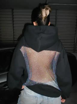 Streetwear Trendy Hoodie Women Fashion Solid Color See Through Backless Hooded Pullover Sweatshirt Female High Street 2025 New